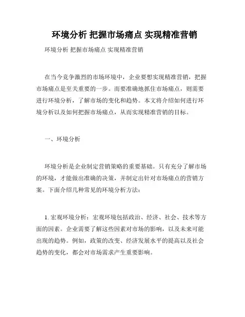   环境分析 把握市场痛点 实现精准营销
