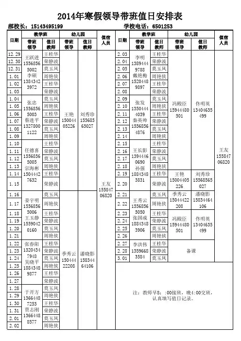 2014寒假带班