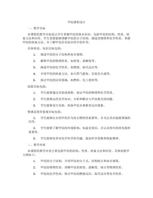 甲烷课程设计