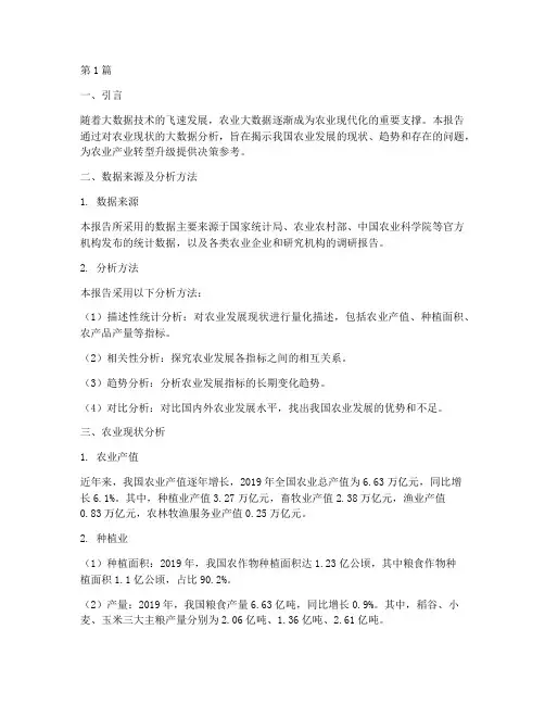 农业现状大数据分析报告(3篇)
