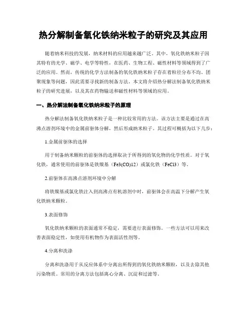 热分解制备氧化铁纳米粒子的研究及其应用