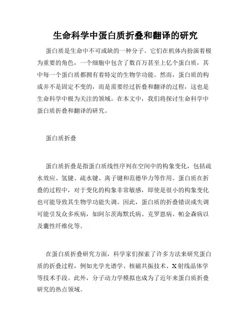 生命科学中蛋白质折叠和翻译的研究