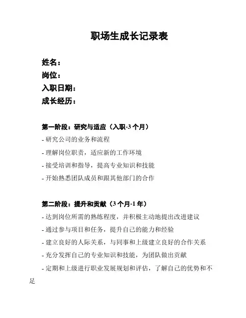 职场生成长记录表