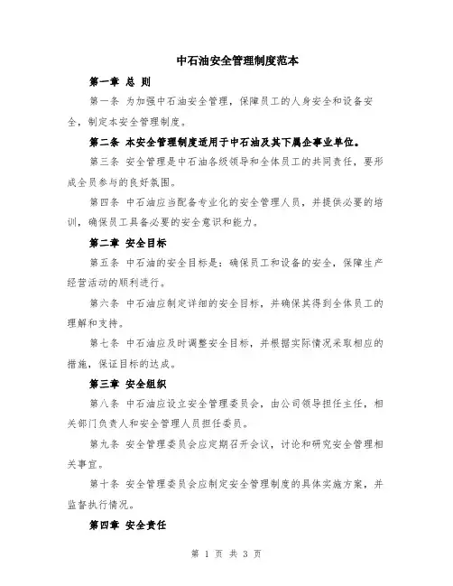 中石油安全管理制度范本