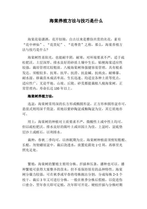 海棠养殖方法与技巧是什么