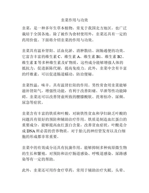 韭菜作用与功效