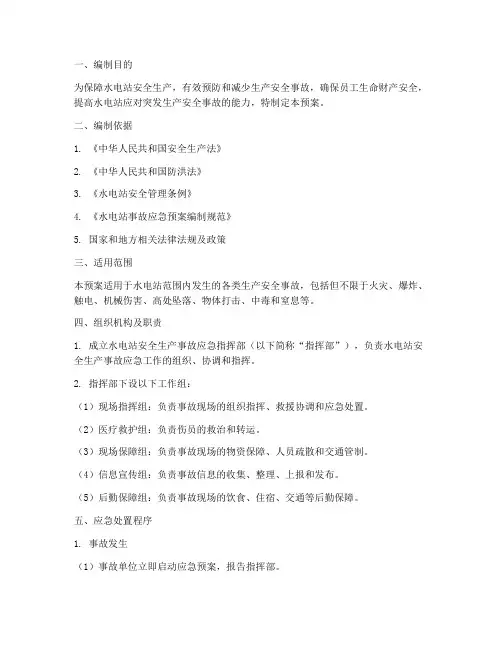 安全生产水电站应急预案
