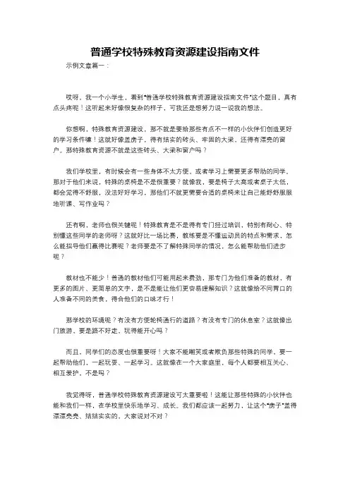 普通学校特殊教育资源建设指南文件