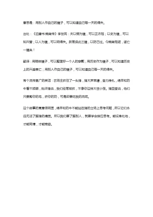 以他人为镜可以明得失的意思