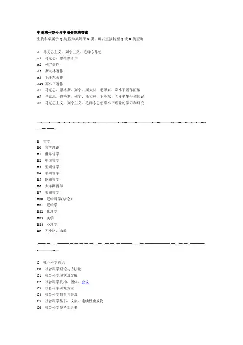 中图法分类号查询(全部简表)