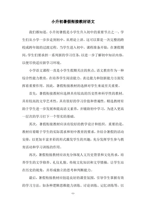 小升初暑假衔接教材语文
