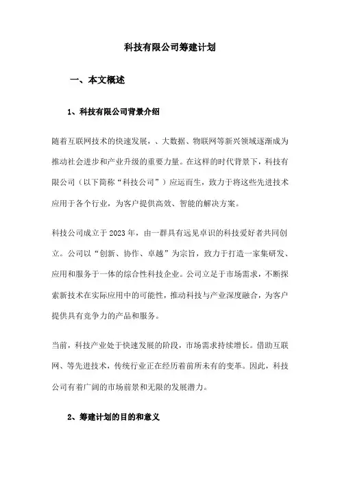 科技有限公司筹建计划