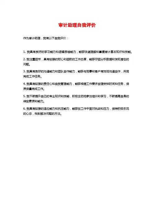 审计助理自我评价
