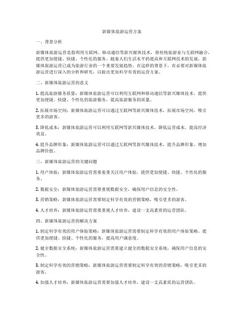 新媒体旅游运营方案
