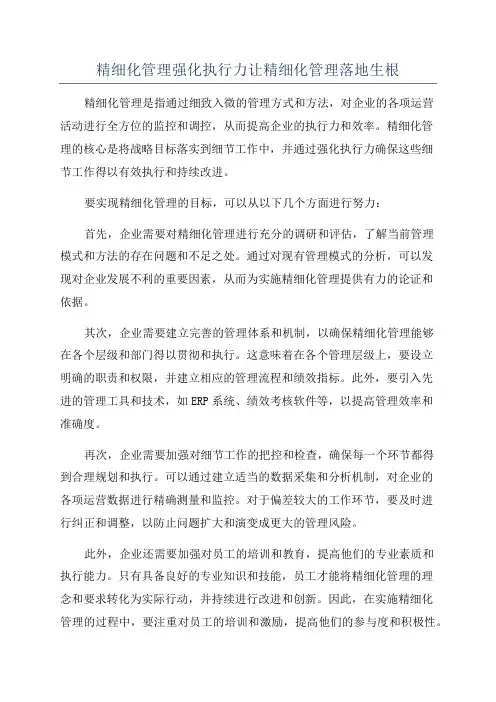 精细化管理强化执行力让精细化管理落地生根