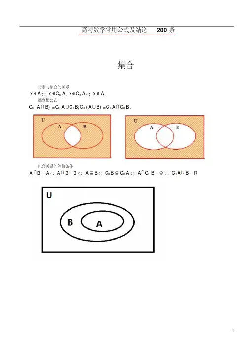 高考数学所有公式与结论总结大全