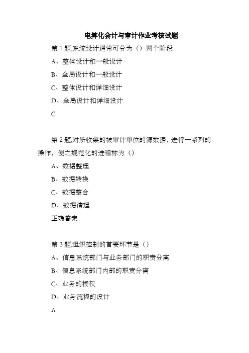 电算化会计与审计作业考核试题