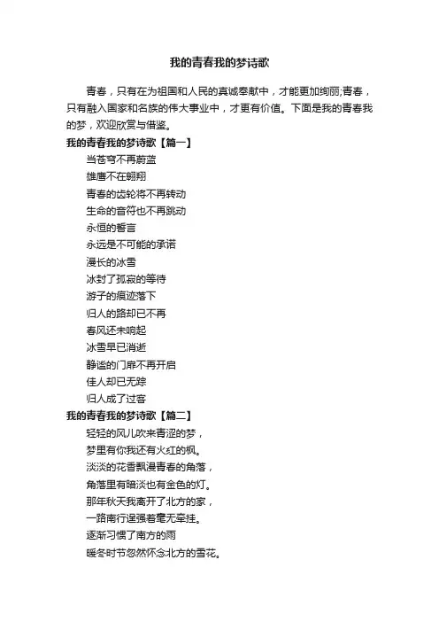 我的青春我的梦诗歌