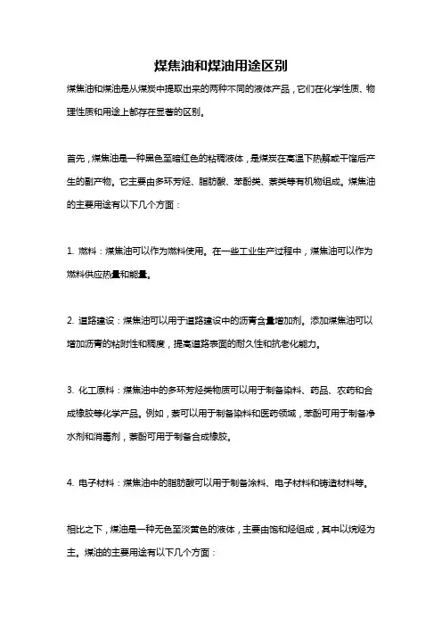 煤焦油和煤油用途区别