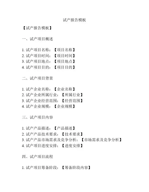 试产报告模板
