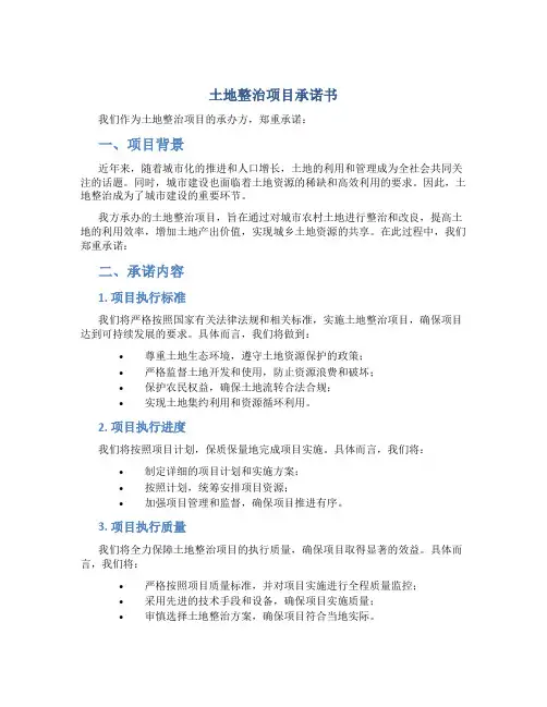 土地整治项目承诺书