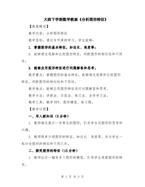 大班下学期数学教案《分析图形特征》