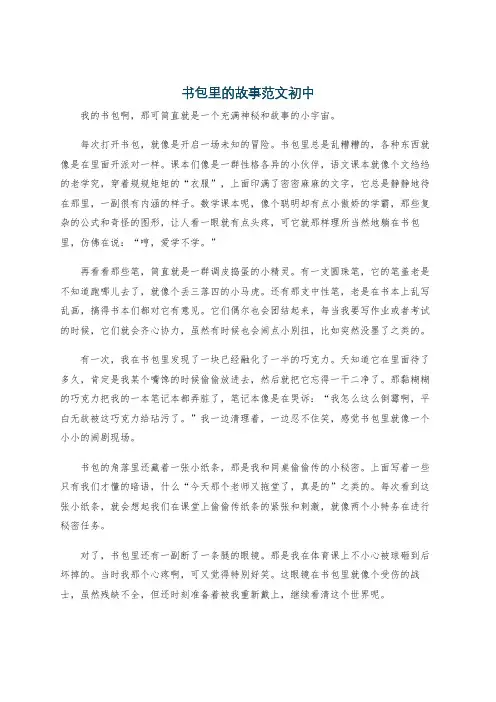 书包里的故事范文初中