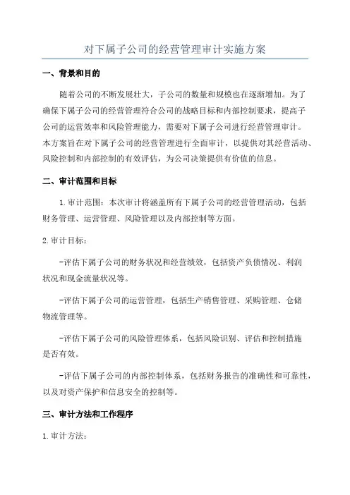 对下属子公司的经营管理审计实施方案