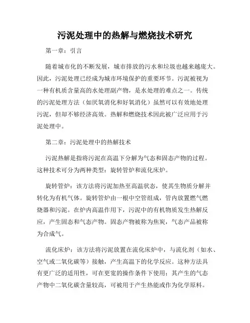 污泥处理中的热解与燃烧技术研究
