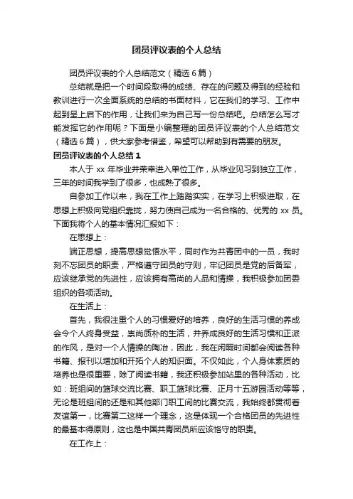 团员评议表的个人总结