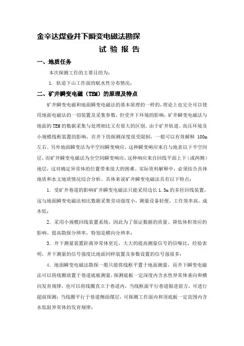 瞬变电磁法巷道侧帮报告.doc