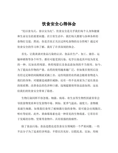 饮食安全心得体会