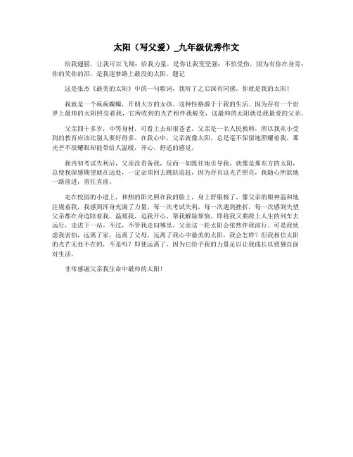 太阳(写父爱)_九年级优秀作文