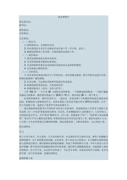 团支部简介——精选推荐