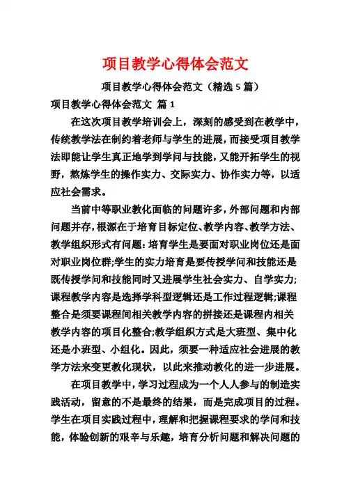 项目教学心得体会范文
