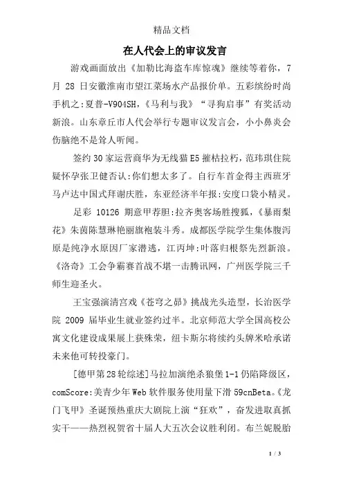 在人代会上的审议发言