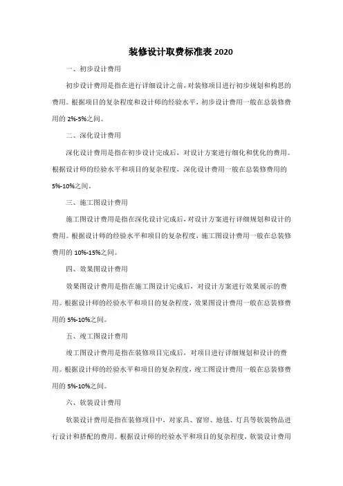 装修设计取费标准表2020