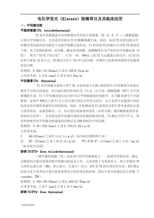 电化学发光检测项目和临床应用