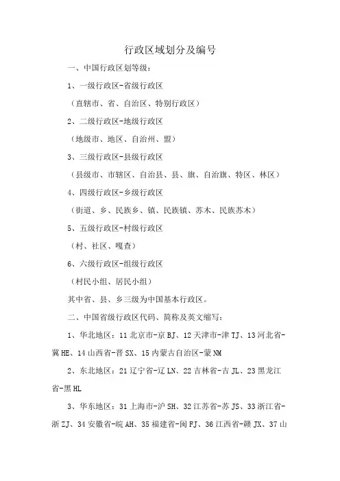 行政区域划分及编号