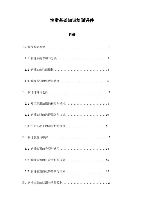 润滑基础知识培训课件
