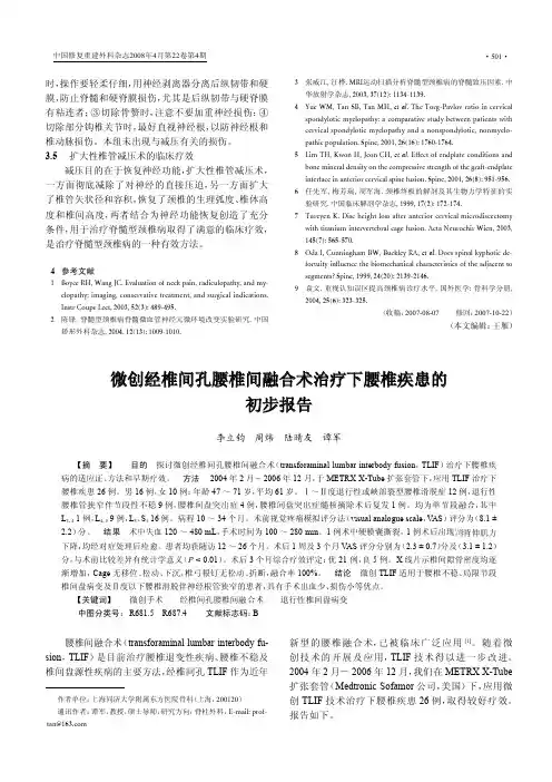 微创经椎间孔腰椎间融合术治疗下腰椎疾患的初步报告