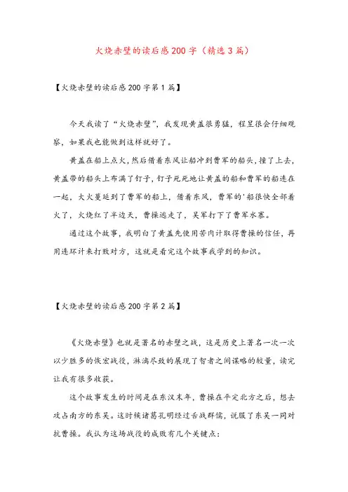 火烧赤壁的读后感200字(精选3篇)