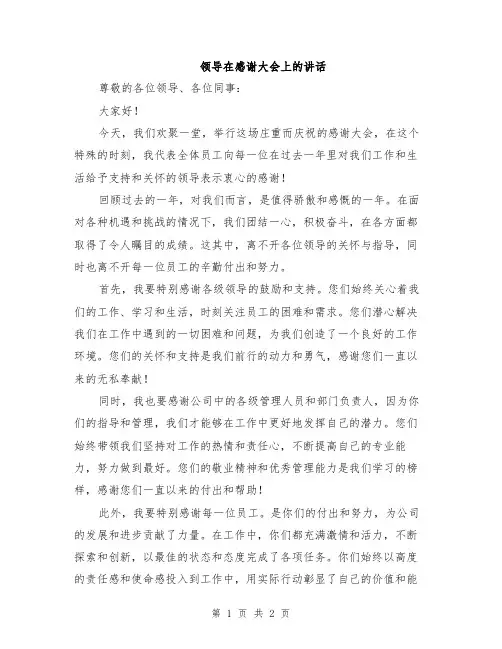 领导在感谢大会上的讲话