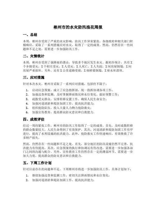 彬州市的水灾防汛浪花周报