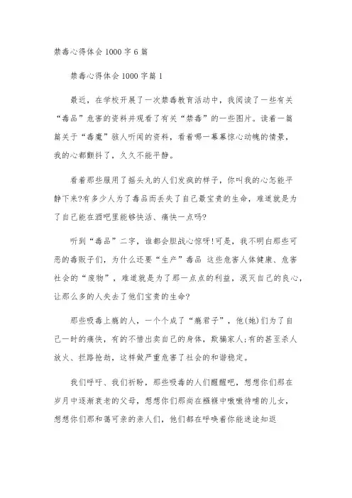 禁毒心得体会1000字6篇