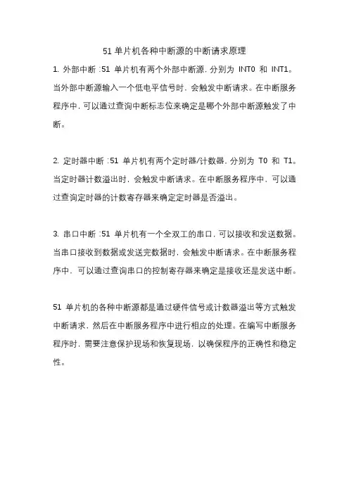 51单片机各种中断源的中断请求原理