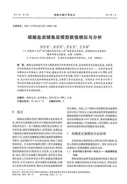 碳酸盐岩储集层模型数值模拟与分析