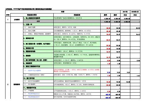 2020年最新工程项目资金计划表范本