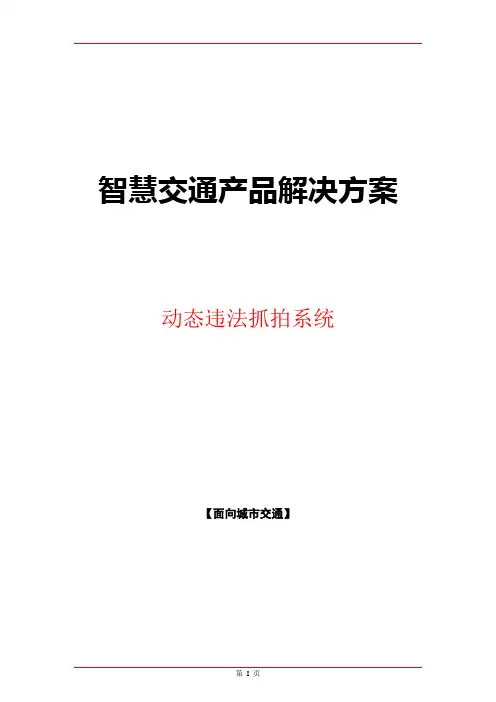 智慧交通产品总体解决方案-动态违法抓拍系统