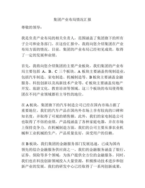 集团产业布局情况汇报